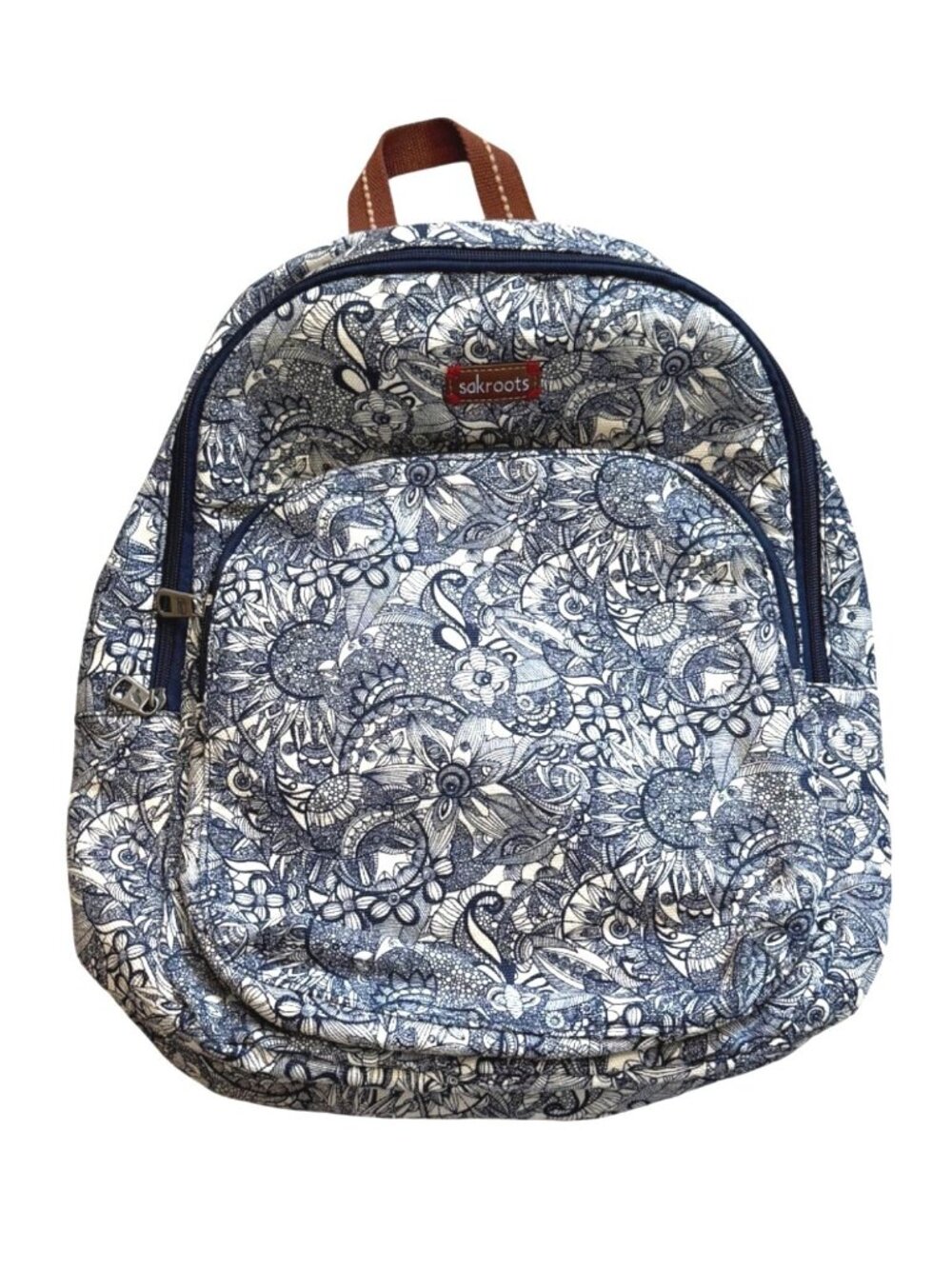 Sakroots Women's Travel Backpack Blue Peace Floral Canvas School Laptop Bag